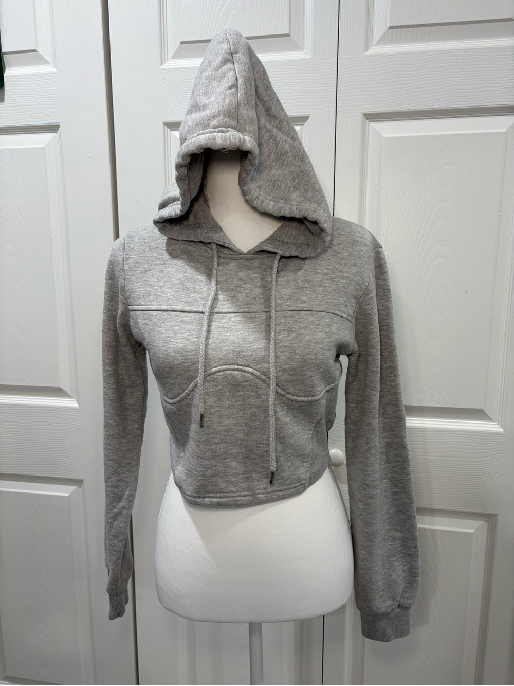 Forever 21 Light Gray Cropped Hoodie